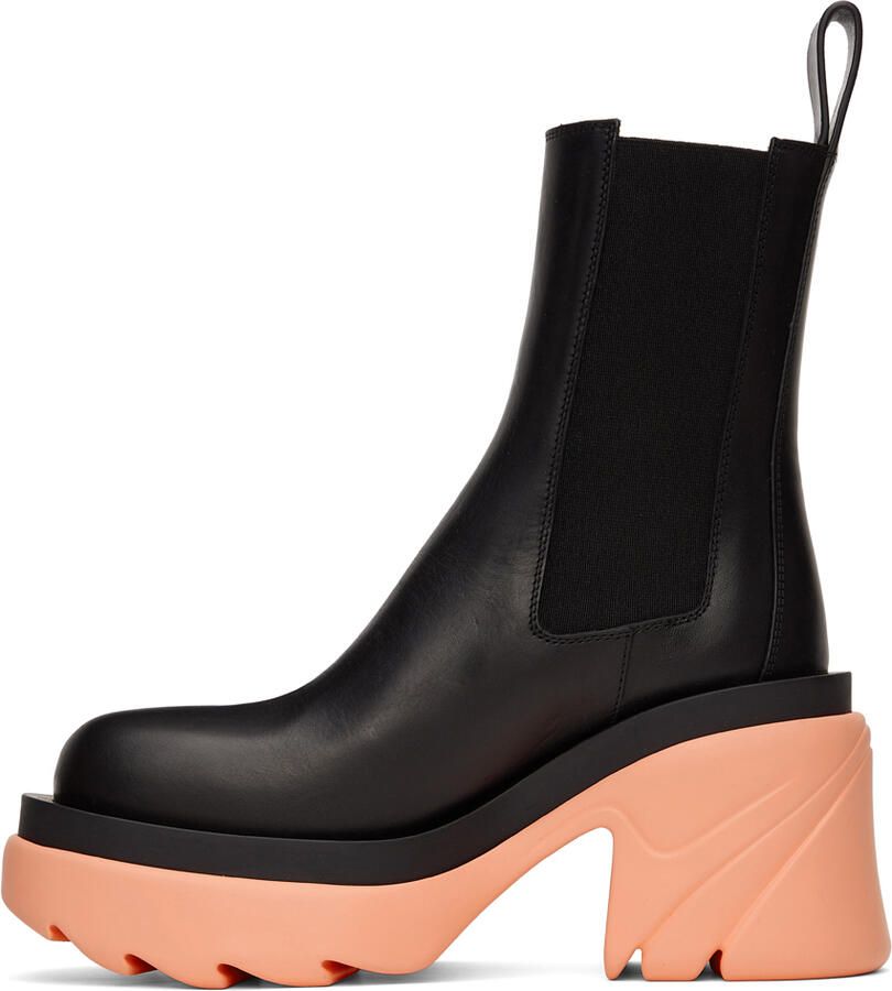 Bottega Veneta Black & Pink Flash Chelsea Boots - Picture 2