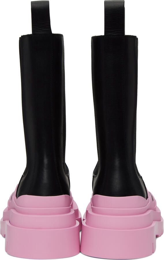 Bottega Veneta Black & Pink Tire Chelsea Boots - Picture 3