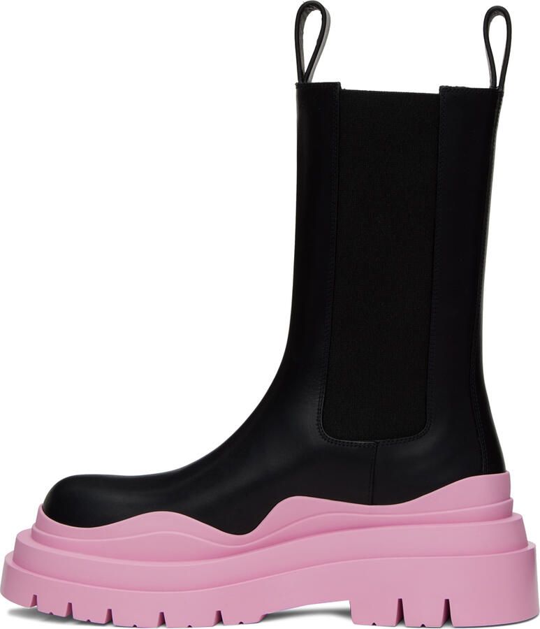 Bottega Veneta Black & Pink Tire Chelsea Boots - Picture 2