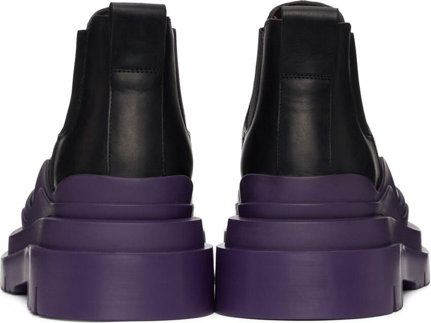 Bottega Veneta Black & Purple Low 'The Tire' Chelsea Boots