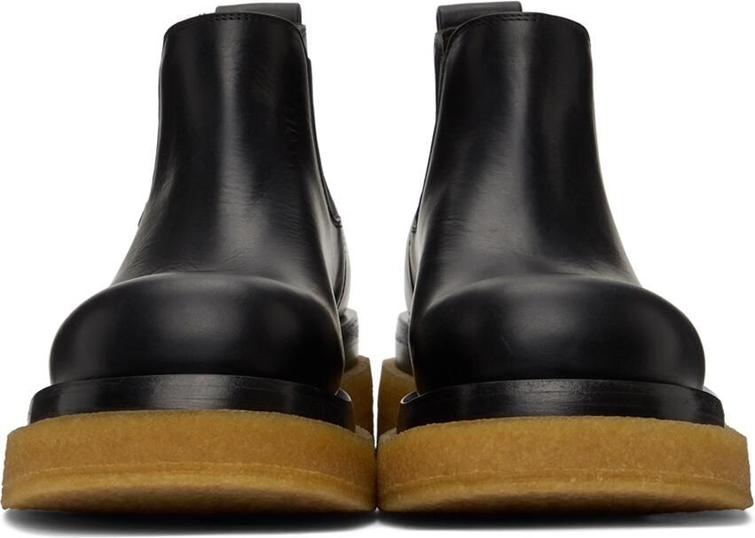 Bottega Veneta Black & Tan Crepe Sole Low Lug Chelsea Boots - Picture 3
