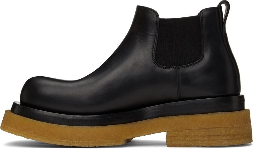 Bottega Veneta Black & Tan Crepe Sole Low Lug Chelsea Boots - Picture 4