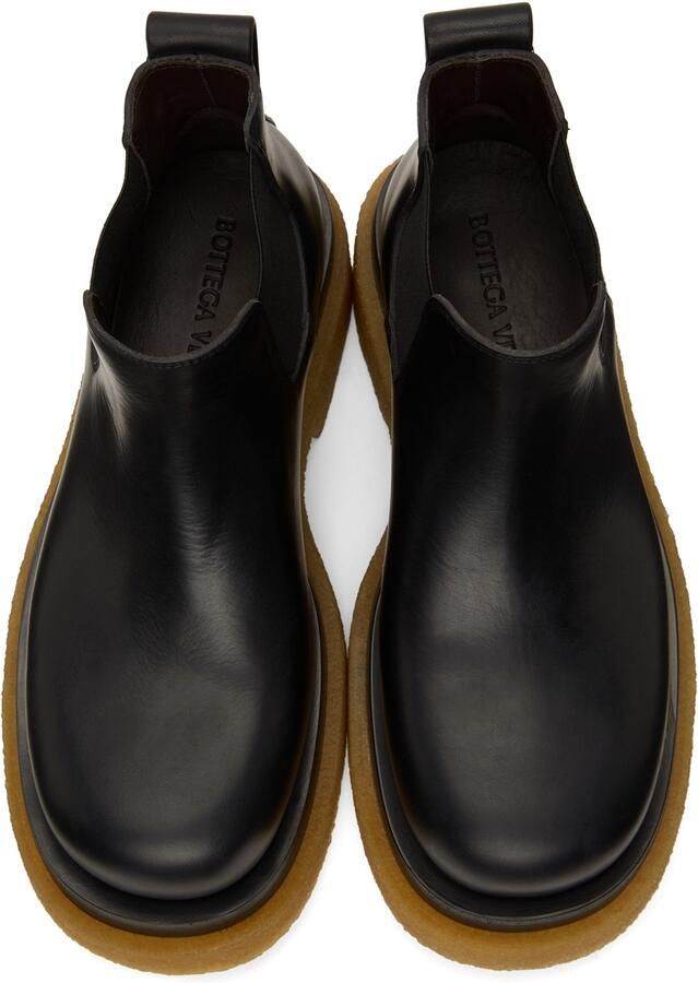 Bottega Veneta Black & Tan Crepe Sole Low Lug Chelsea Boots - Picture 2