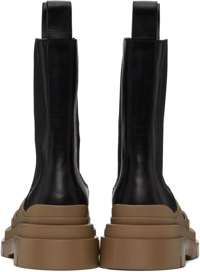 Bottega Veneta Black & Taupe Tire Chelsea Boots - Picture 5