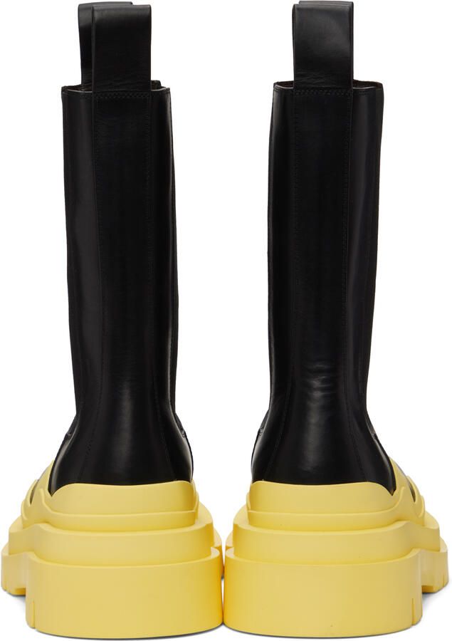 Bottega Veneta Black & Yellow Tire Chelsea Boots - Picture 5