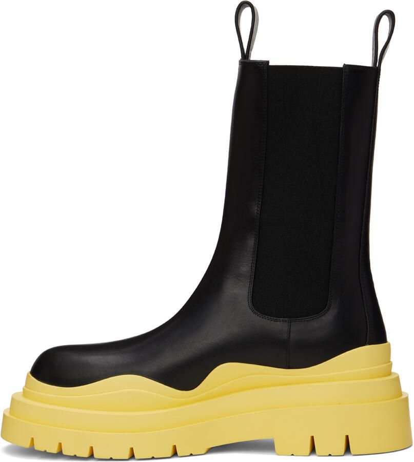 Bottega Veneta Black & Yellow Tire Chelsea Boots