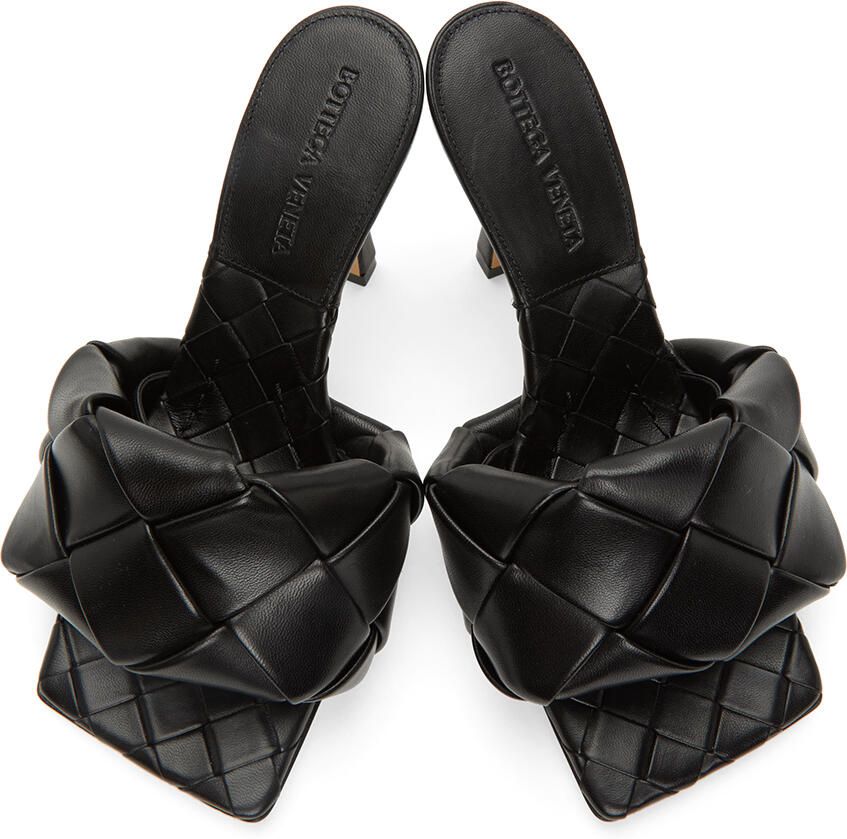Bottega Veneta Black Intrecciato Lido Heeled Sandals