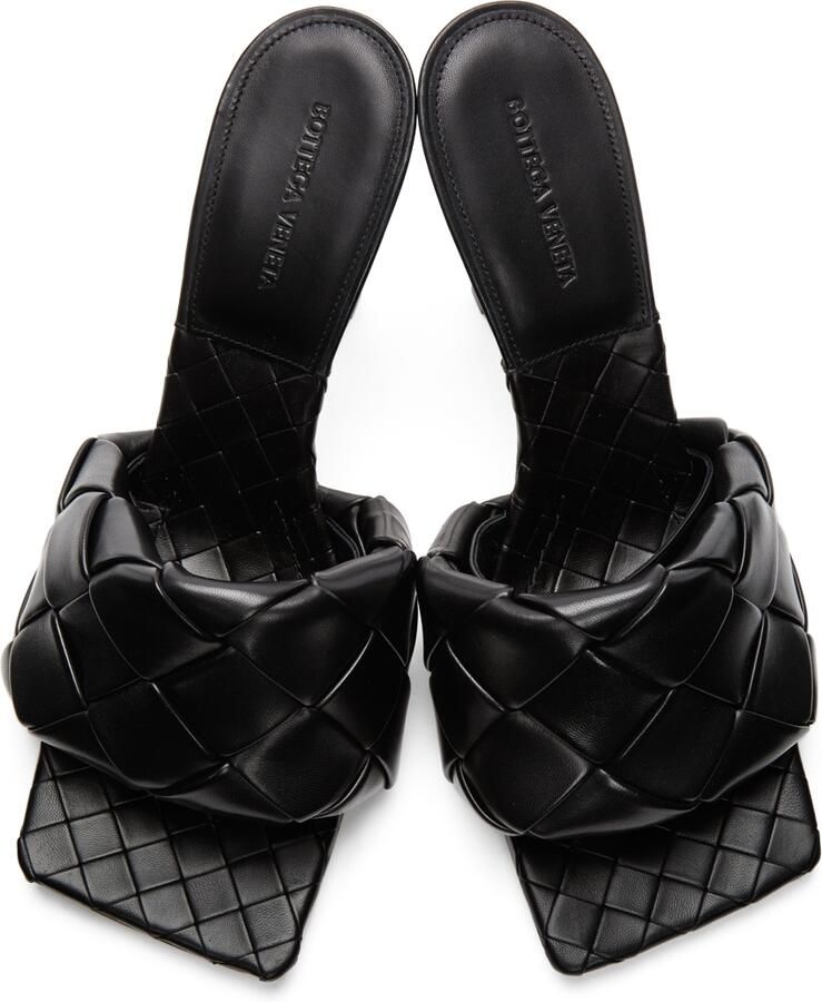 Bottega Veneta Black Intrecciato Lido Heeled Sandals