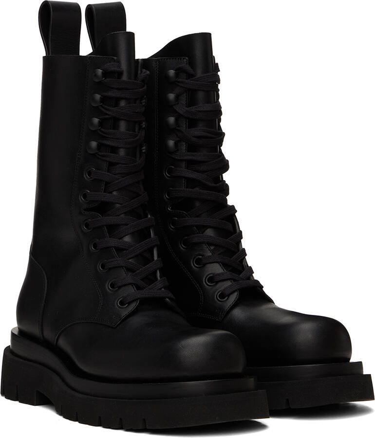 Bottega Veneta Black Lug Lace-Up Boots - Picture 3