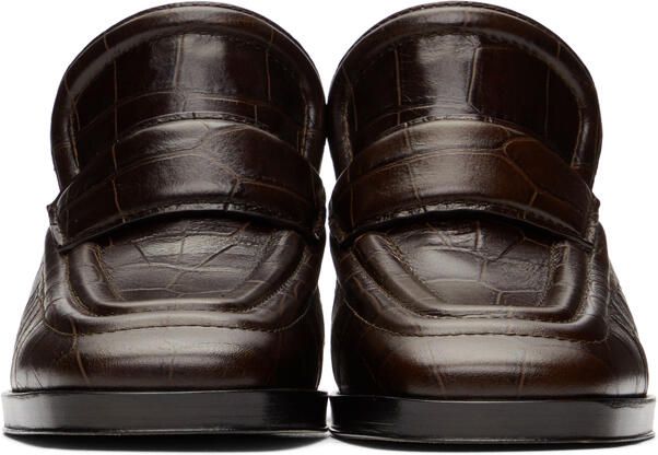 Bottega Veneta Brown Croc Heeled Mules - Picture 2