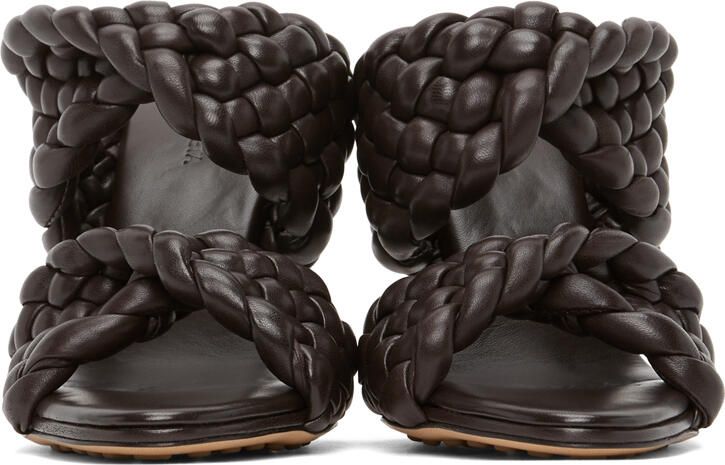 Bottega Veneta Brown Intrecciato Curve Heeled Sandals - Picture 4