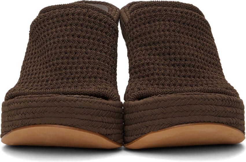 Bottega Veneta Brown Knit Wedge Sandals