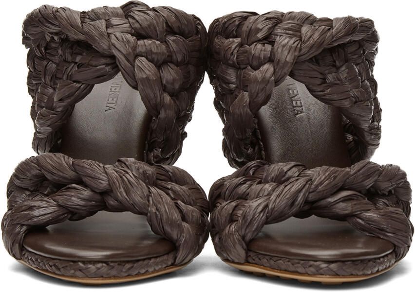 Bottega Veneta Brown Raffia 'The Curve' Heeled Sandals - Picture 3