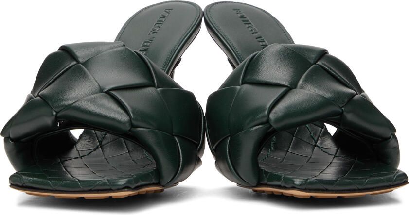Bottega Veneta Green Intrecciato Lido Heeled Sandals - Picture 3
