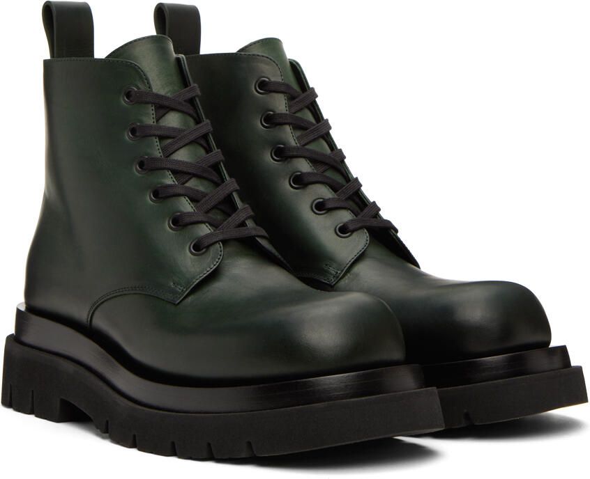 Bottega Veneta Green Lugged Boots - Picture 2