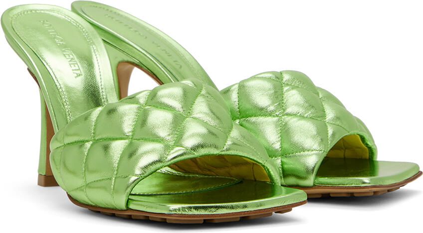 Bottega Veneta Green Padded Heeled Sandals - Picture 2