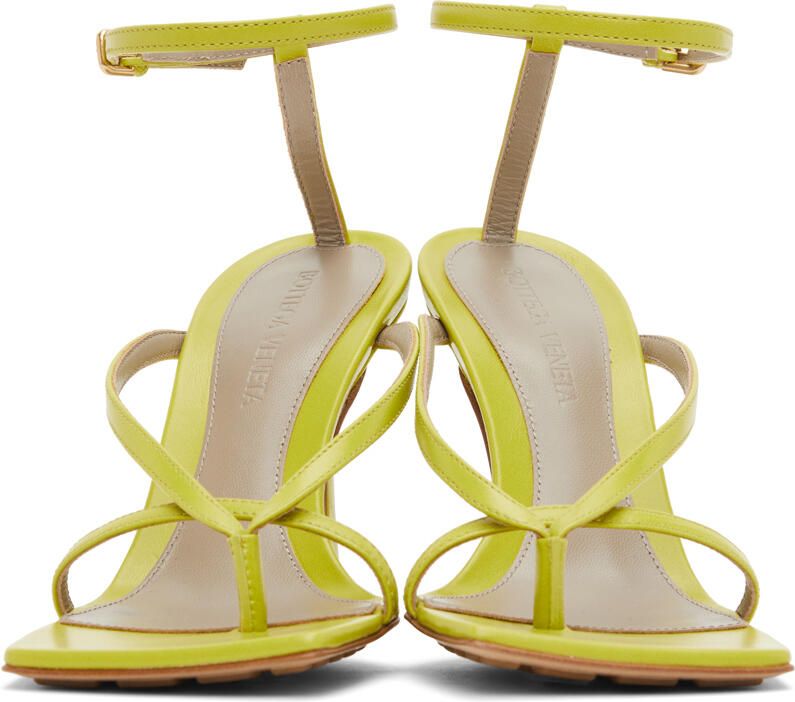 Bottega Veneta Green Strappy Stretch Heeled Sandals - Picture 3