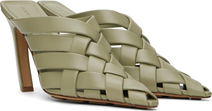Bottega Veneta Khaki Alfie Mules - Picture 2