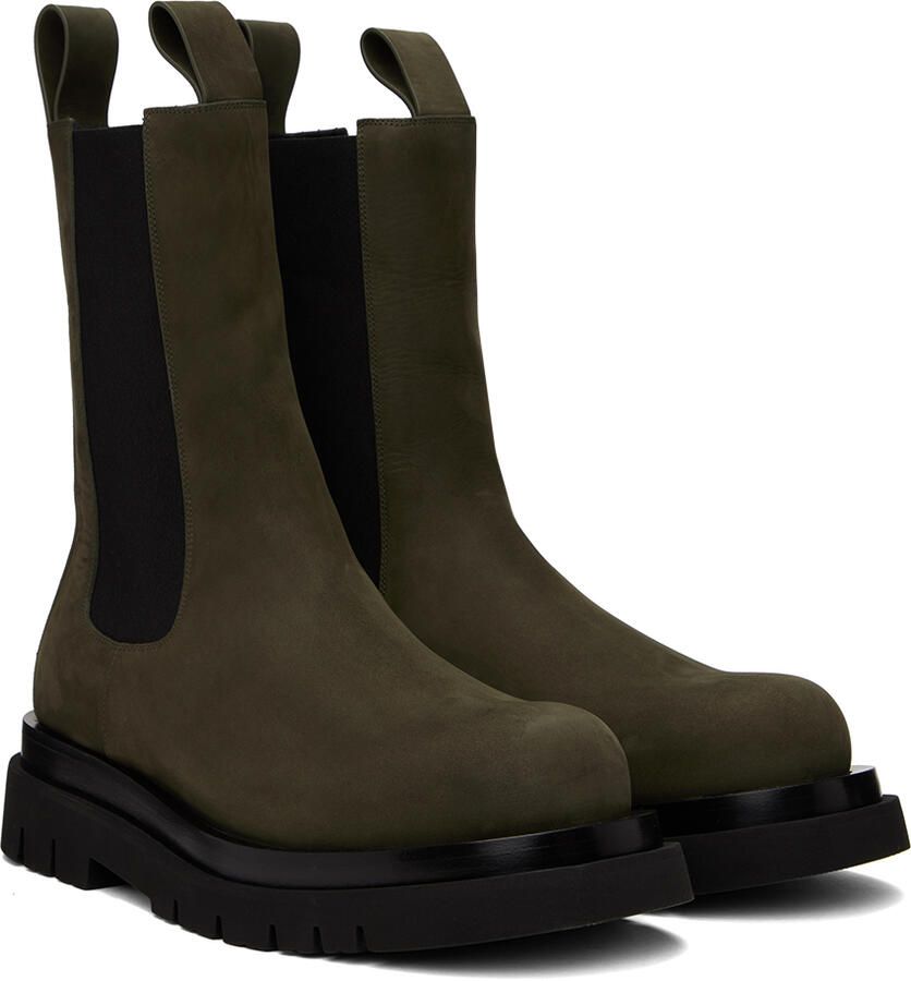 Bottega Veneta Khaki Lug Chelsea Boots - Picture 3