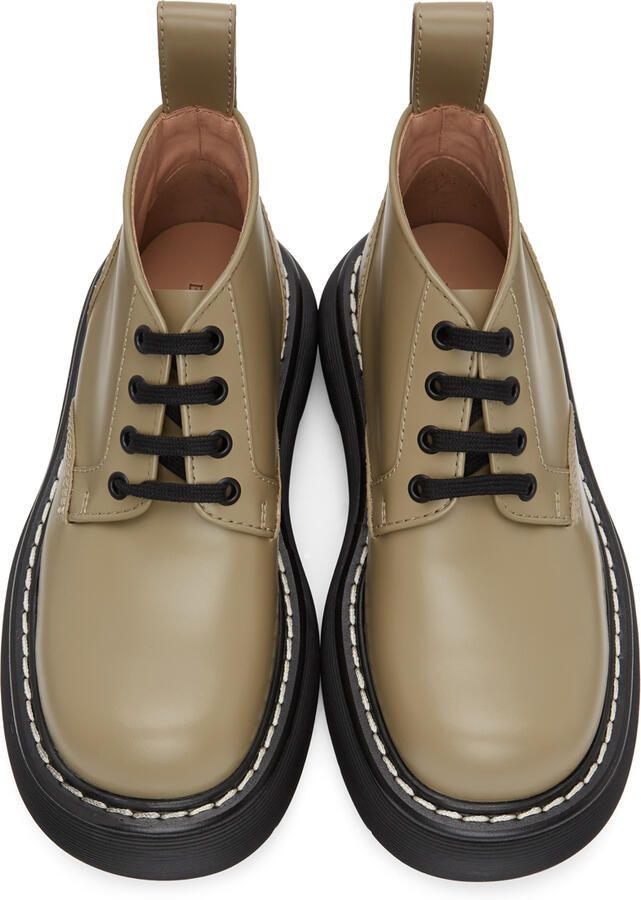Bottega Veneta Khaki 'The Bounce' Lace-Up Boots