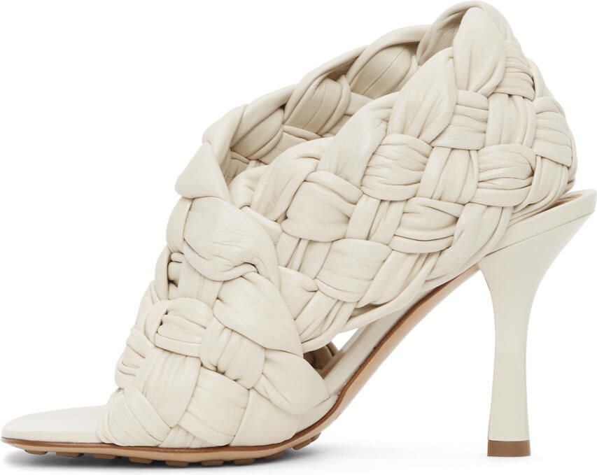 Bottega Veneta Off-White Intrecciato Board Heeled Sandals - Picture 2