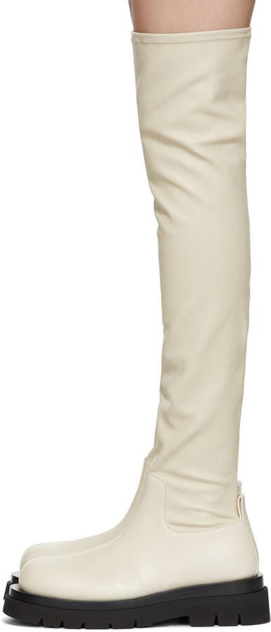 Bottega Veneta Off-White OTK Combat Tall Boots - Picture 3