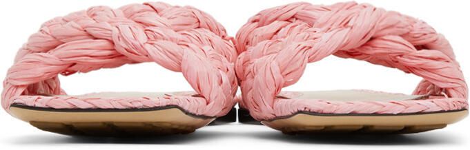 Bottega Veneta Pink Raffia Stretch Flat Sandals - Picture 3