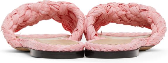 Bottega Veneta Pink Raffia Stretch Flat Sandals - Picture 4