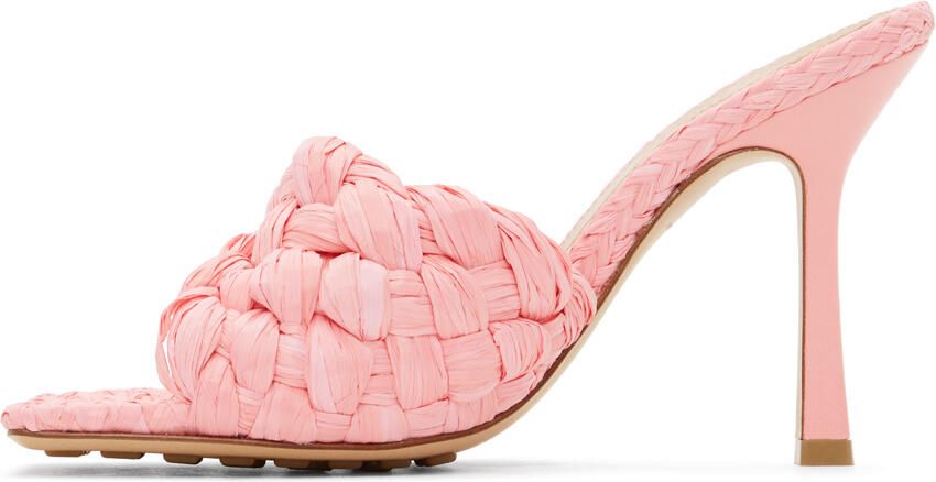 Bottega Veneta Pink Raffia Stretch Heeled Mules - Picture 2