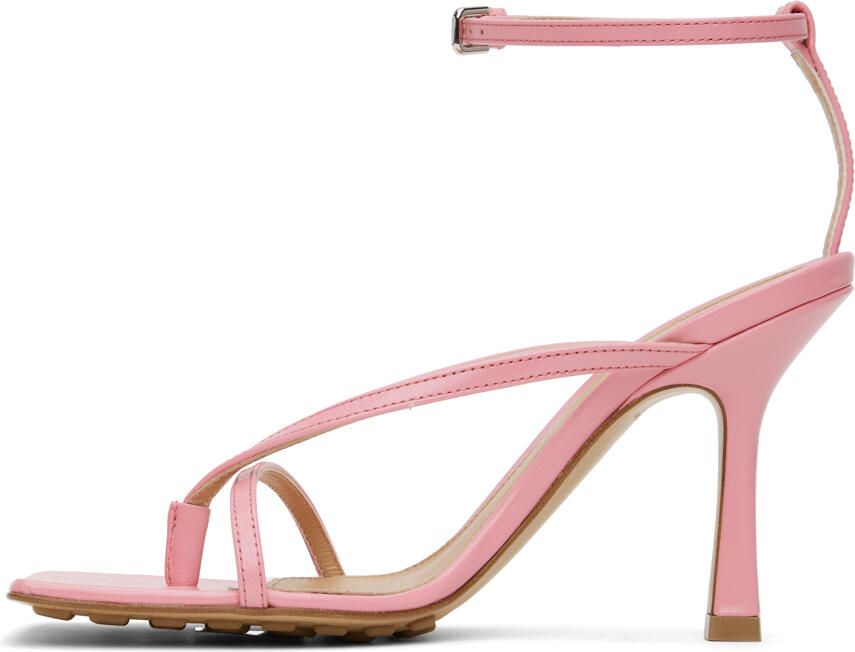 Bottega Veneta Pink Stretch Heeled Sandals - Picture 3