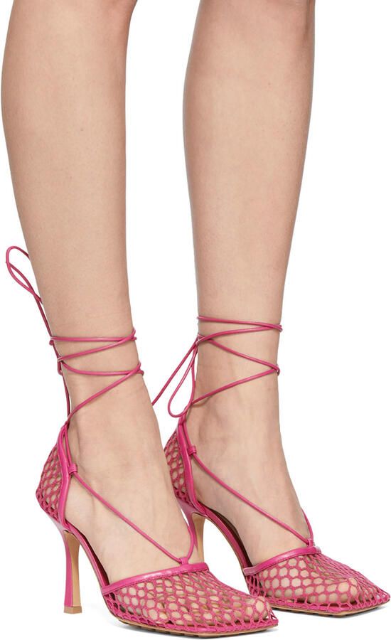Bottega Veneta Pink Stretch Web Heels - Picture 2