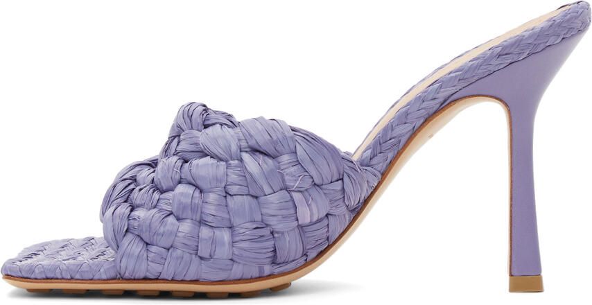 Bottega Veneta Purple Raffia Stretch Heeled Mules - Picture 4