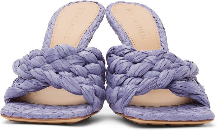 Bottega Veneta Purple Raffia Stretch Heeled Mules - Picture 3