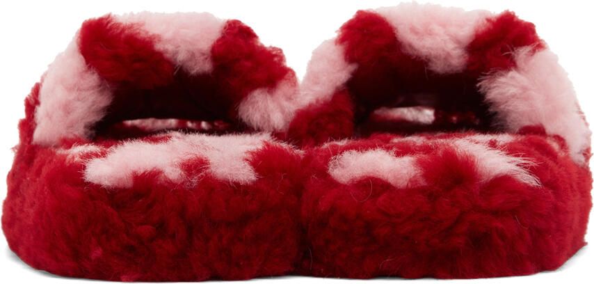 Bottega Veneta Red & Pink Teddy Sandals