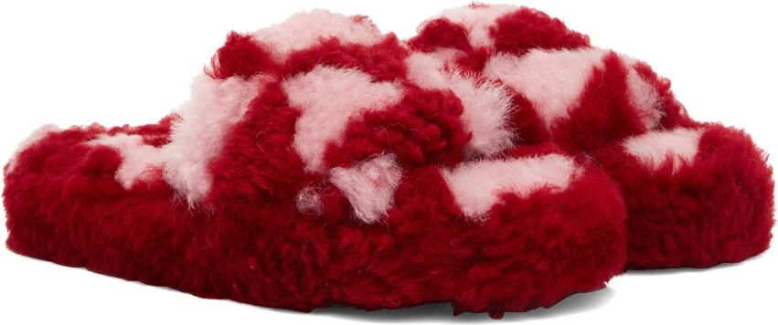 Bottega Veneta Red & Pink Teddy Sandals - Picture 2