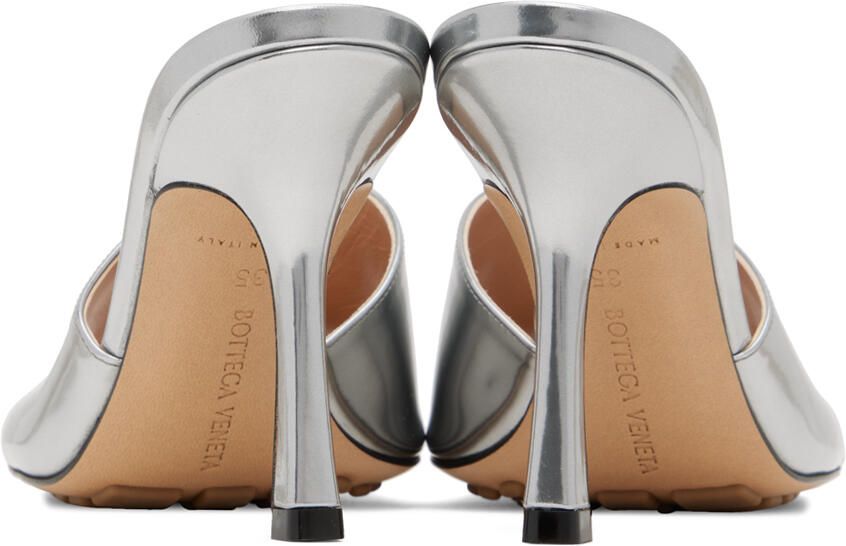Bottega Veneta Silver Stretch Heeled Mule