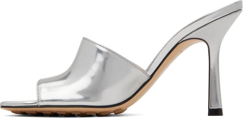 Bottega Veneta Silver Stretch Heeled Mule - Picture 3