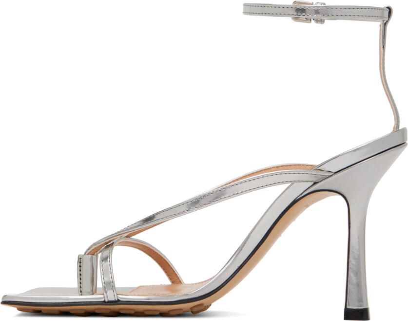 Bottega Veneta Silver Stretch Strap Sandal - Picture 3