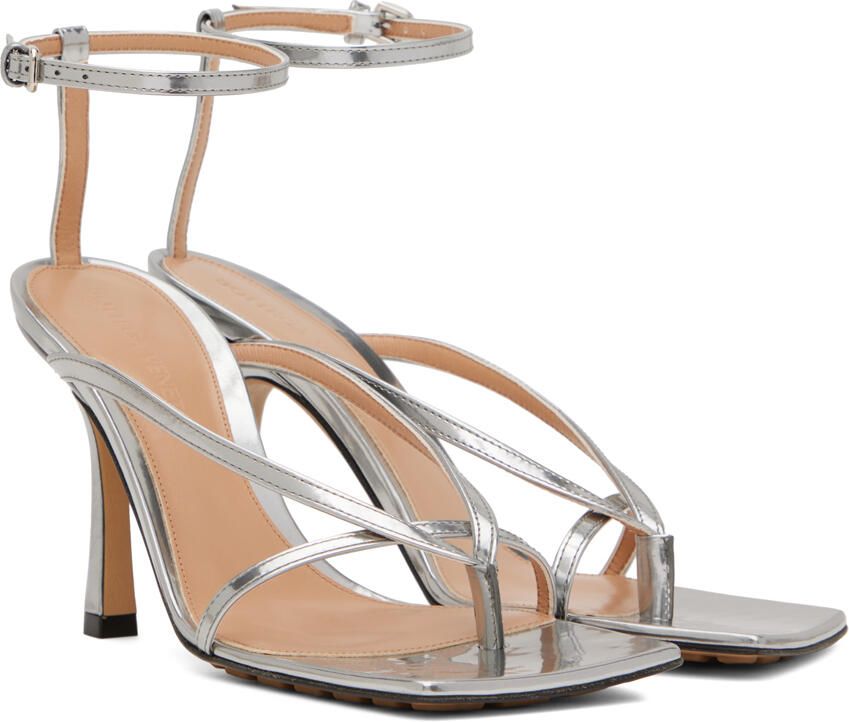 Bottega Veneta Silver Stretch Strap Sandal - Picture 2