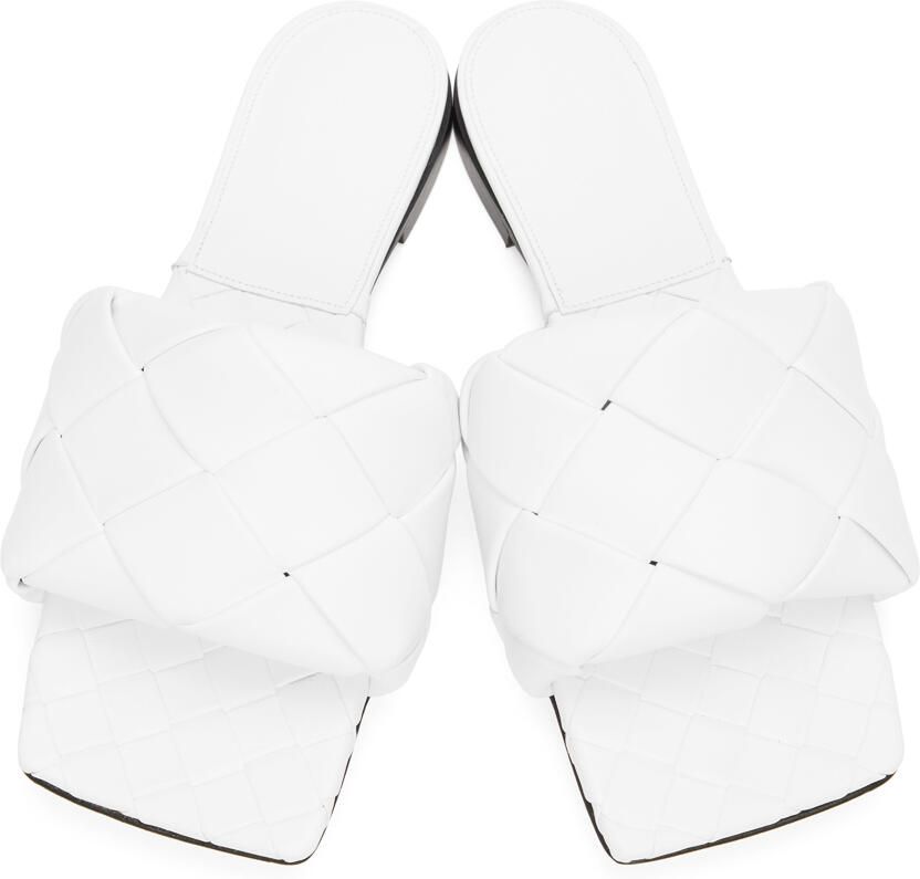 Bottega Veneta White Intrecciato Lido Flat Sandals