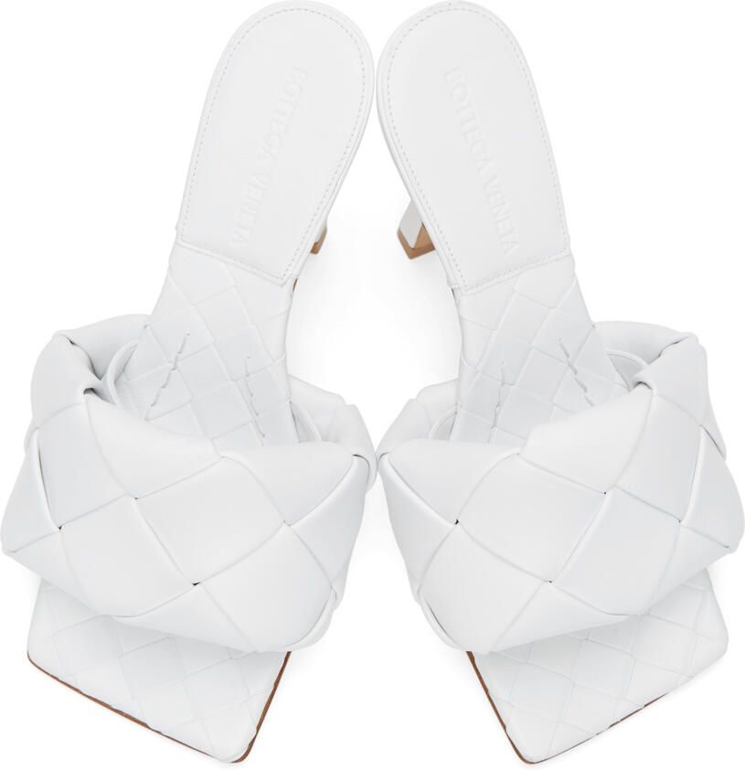 Bottega Veneta White Intrecciato Lido Heeled Sandals