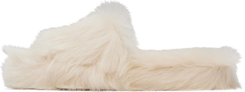 Bottega Veneta White Shearling Resort Slides - Picture 3