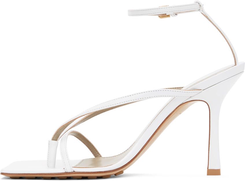 Bottega Veneta White Stretch Heeled Sandals - Picture 2