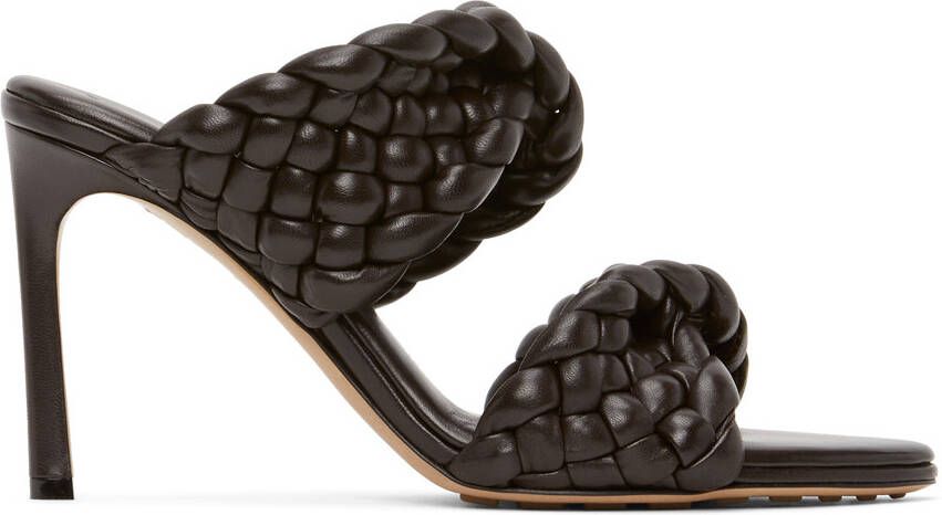 Bottega Veneta Brown Intrecciato Curve Heeled Sandals - Picture 5