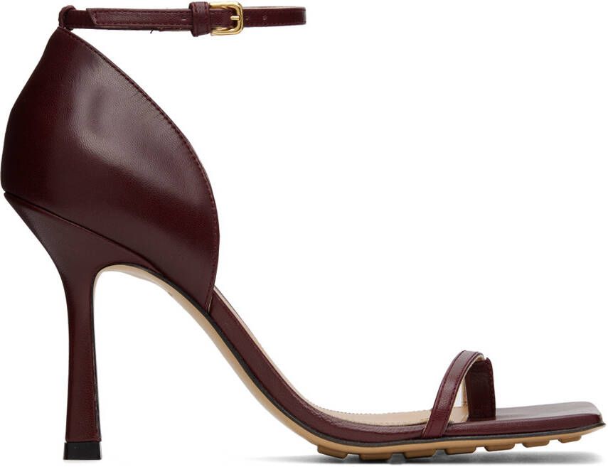 Bottega Veneta Burgundy Stretch Strap Heeled Sandals - Picture 5
