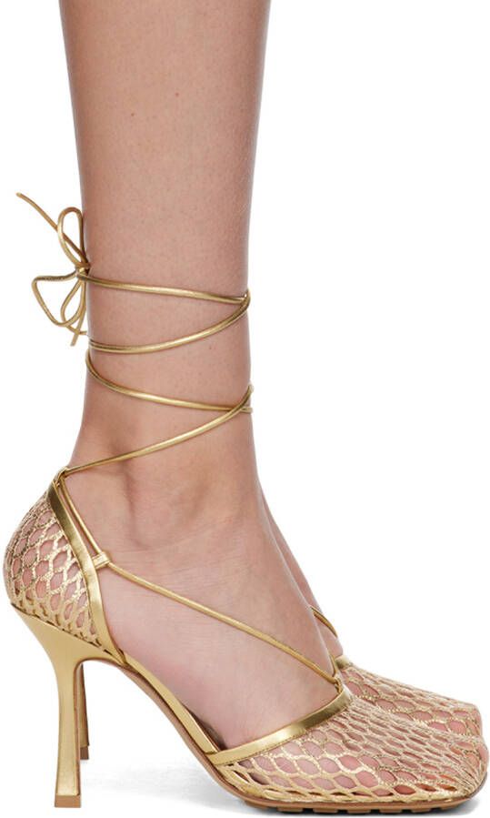 Bottega Veneta Gold Stretch Lace-Up Sandal - Picture 5