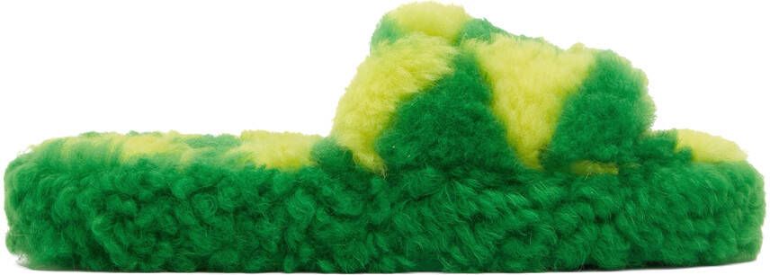 Bottega Veneta Green & Yellow Teddy Sandals
