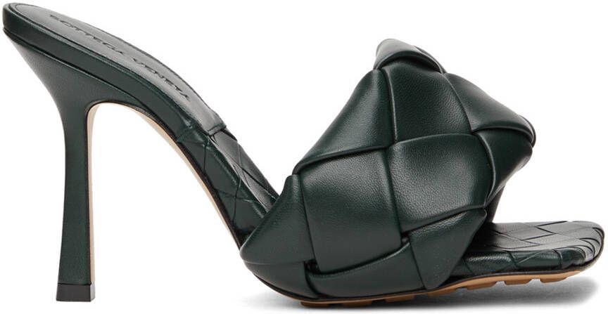 Bottega Veneta Green Intrecciato Lido Heeled Sandals - Picture 5