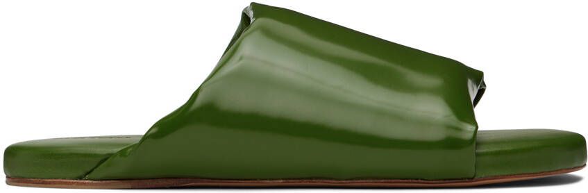 Bottega Veneta Green Leather Sandals - Picture 5