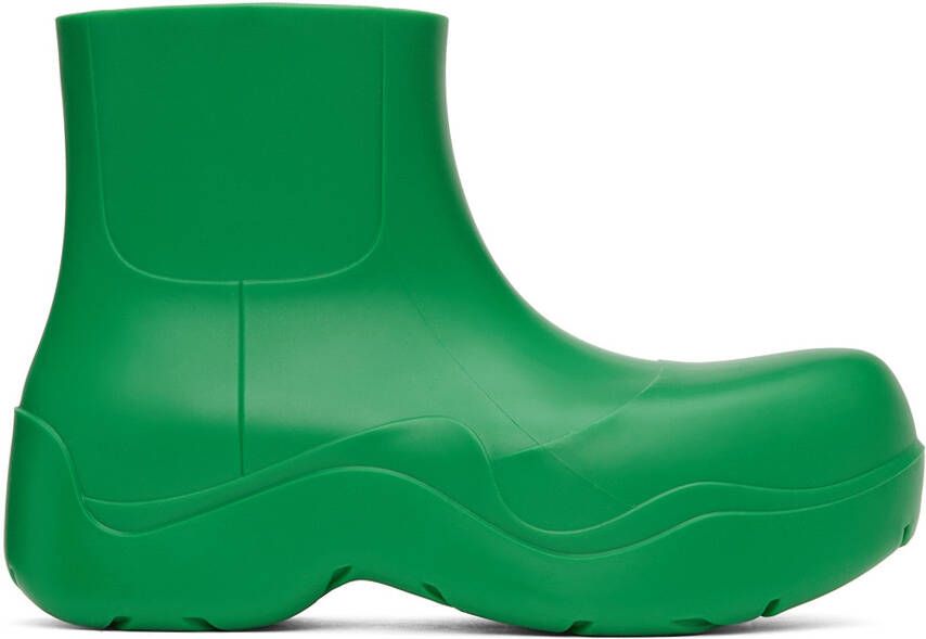 Bottega Veneta Green Matte Puddle Chelsea Boots - Picture 4